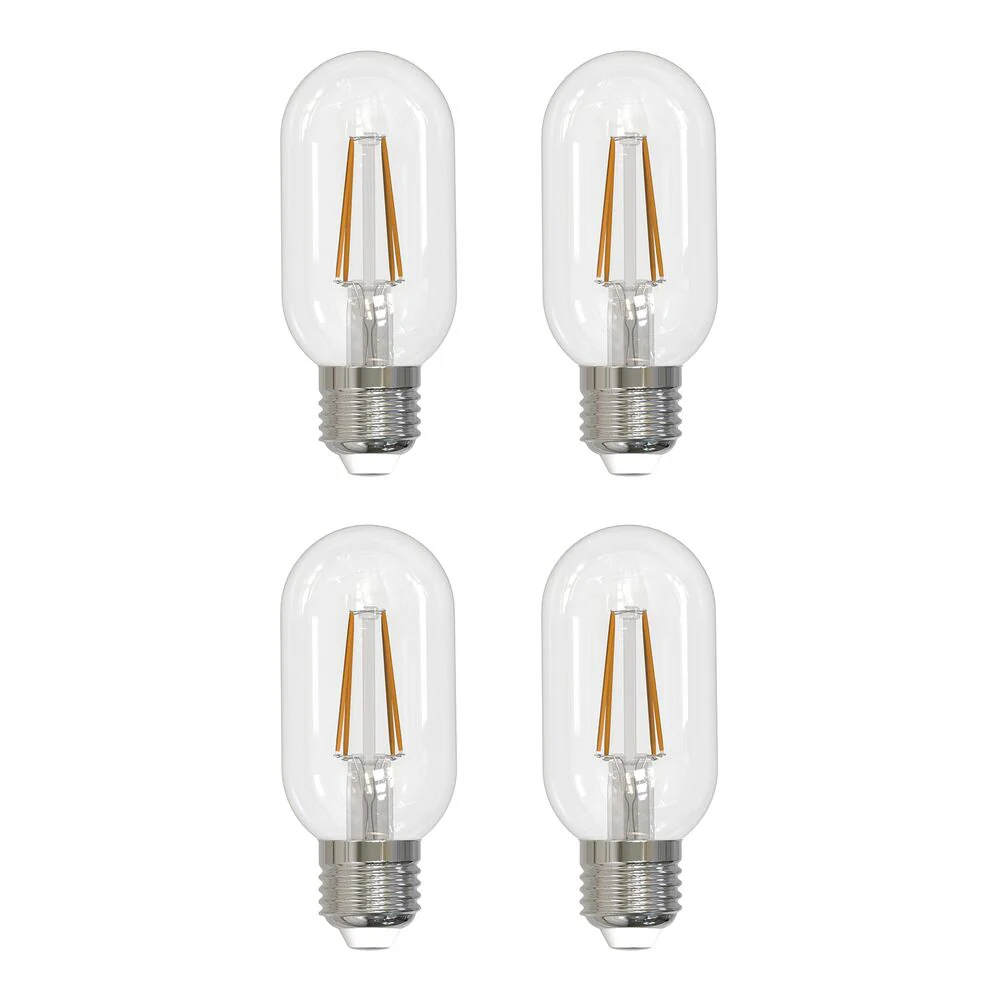 Bulbrite Pack of (4) 5 Watt Dimmable Clear Filament T14 Medium (E26) LED Light Bulb - 450 Lumens, 2700K - Cheap-Us