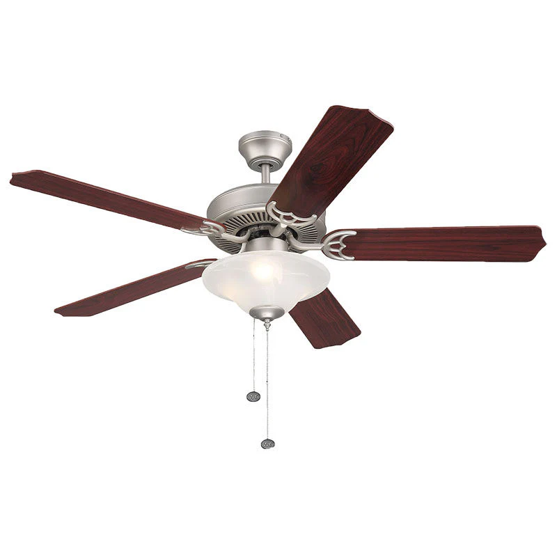 Westgate 52In 5-Blade Ceiling Fan And Light 3X7W A15 Pull Ch. Satin Nickel And Rosewood/Silver Oak Blades, Commercial Indoor Lighting, 7W*3, 600 Lumens*3, 3000K, Satin Nickel And Reversible Rosewood /Silver Oak Finish No - Cheap-Us