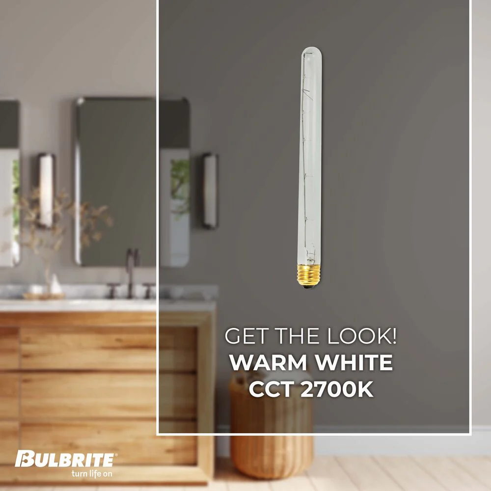 BULBRITE INCANDESCENT T8 MEDIUM SCREW (E26) 40W DIMMABLE LIGHT BULB 2700K/WARM WHITE 5PK (705140) - Cheap-Us