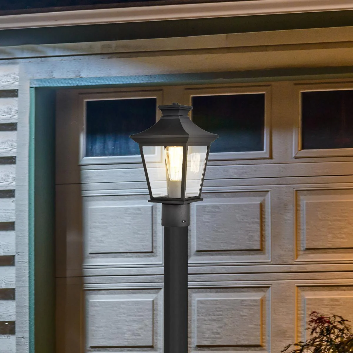 60-5745 JASPER 1LT OUTDOOR POST Jasper Collection Outdoor 14 inch Post Light Pole Lantern; Matte Black Finish with Clear Glass - Cheap-Us