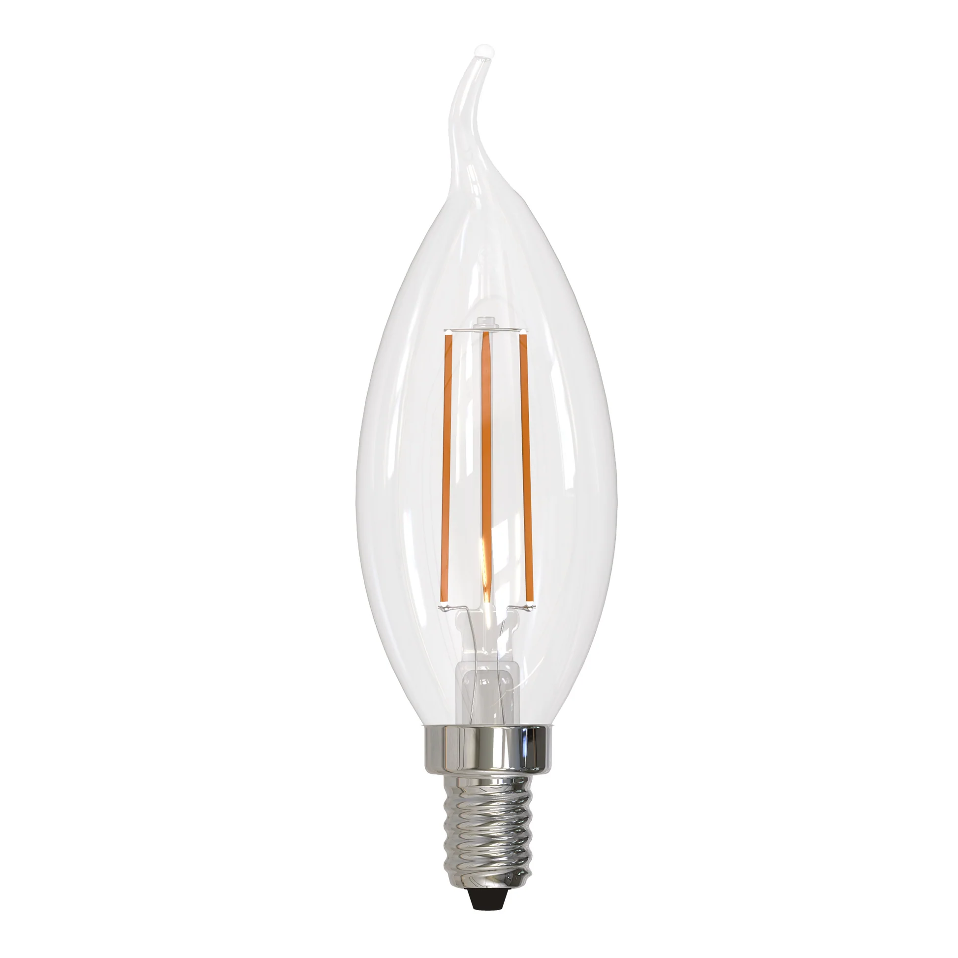 Bulbrite LED Filament 5 Watt Dimmable CA10 Light Bulbs with Clear Glass Finish and Candelabra (E12) Base - 3000K (Soft White Light), 500 Lumens - Cheap-Us