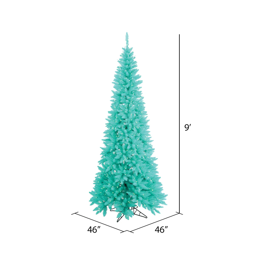 Vickerman 9' Aqua Fir Slim Artificial Christmas Tree Aqua Dura-lit LED Lights - Cheap-Us