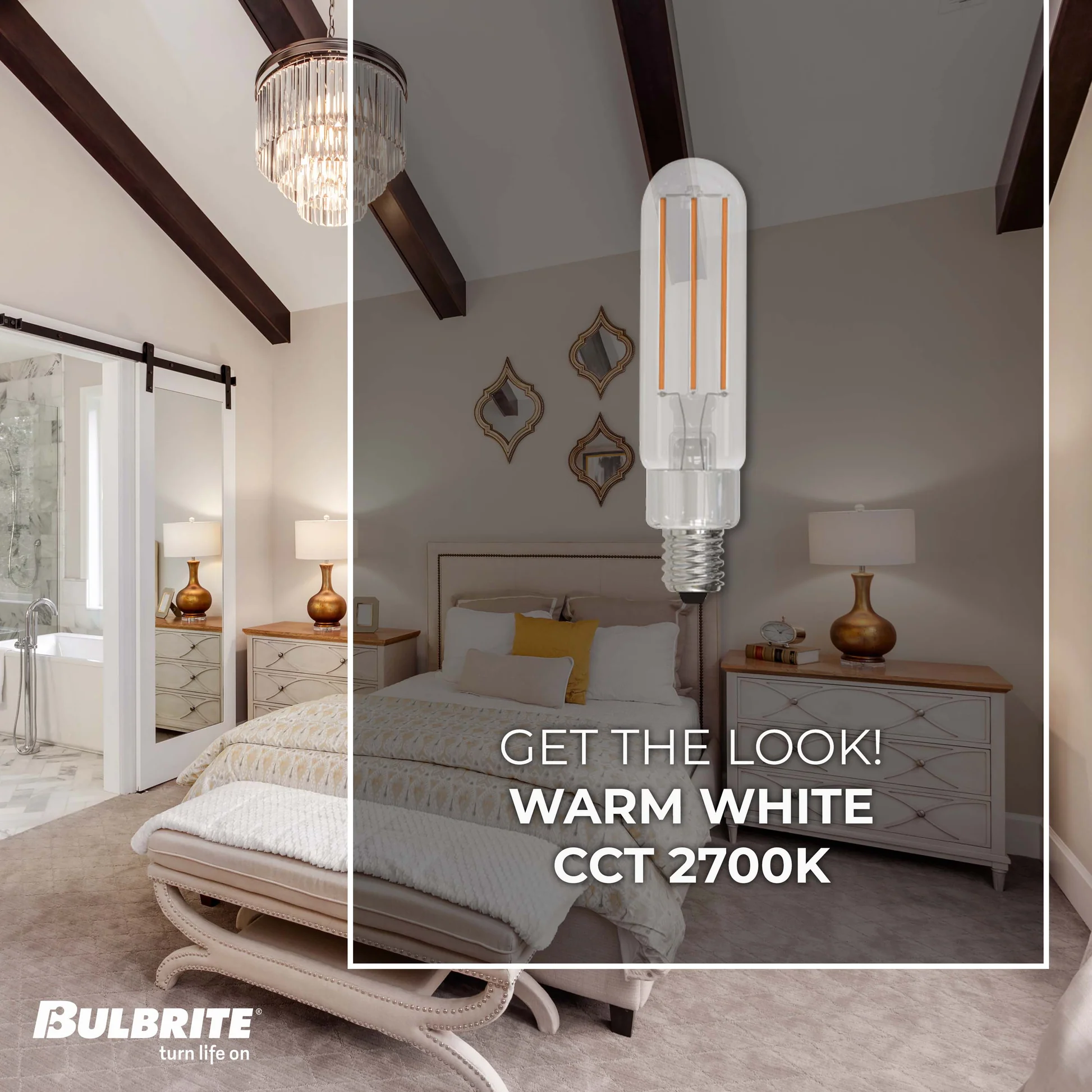 Bulbrite LED Filament Pack of (4) 4.5 Watt Dimmable T6 Light Bulb with Clear Glass Finish and Candelabra (E12) Base - 2700K (Warm White Light), 450 Lumens - Cheap-Us