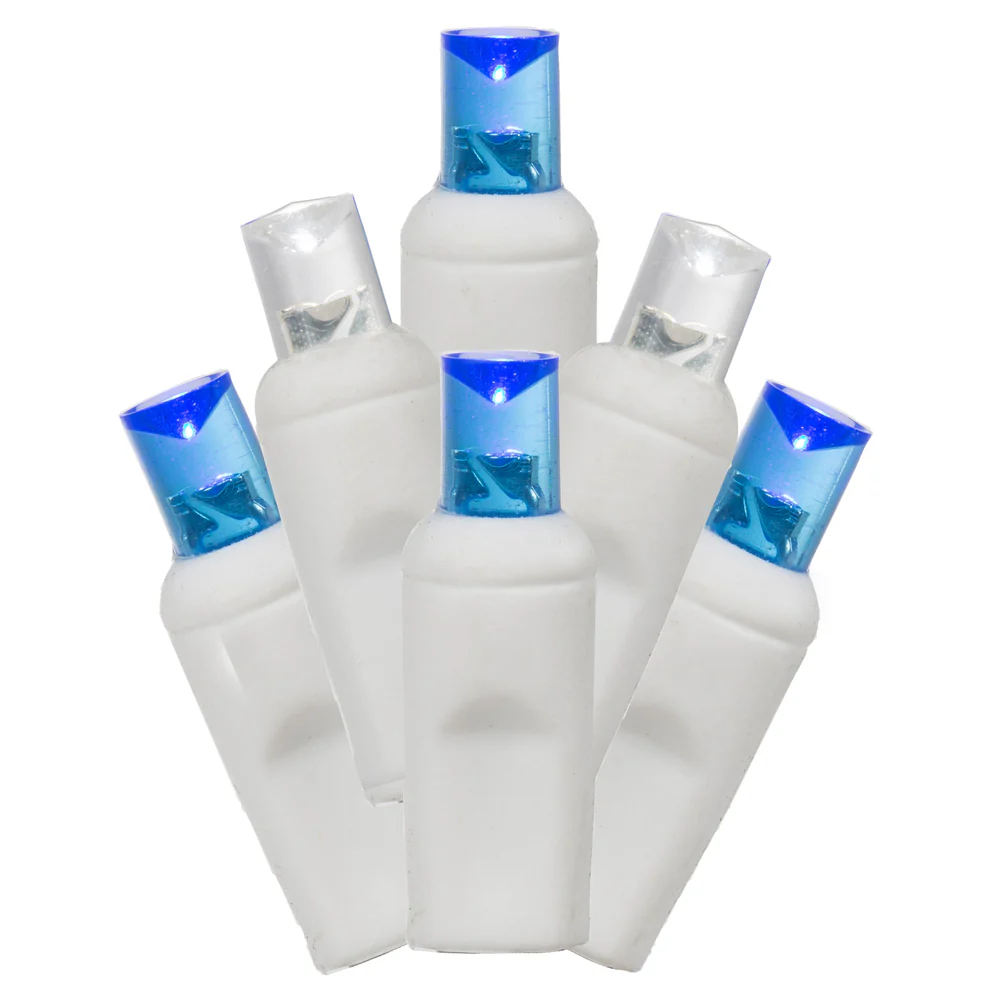 Vickerman 50 Blue-White Wide Angle LED Light on White Wire 25' Christmas Single Mold Light Strand - Cheap-Us