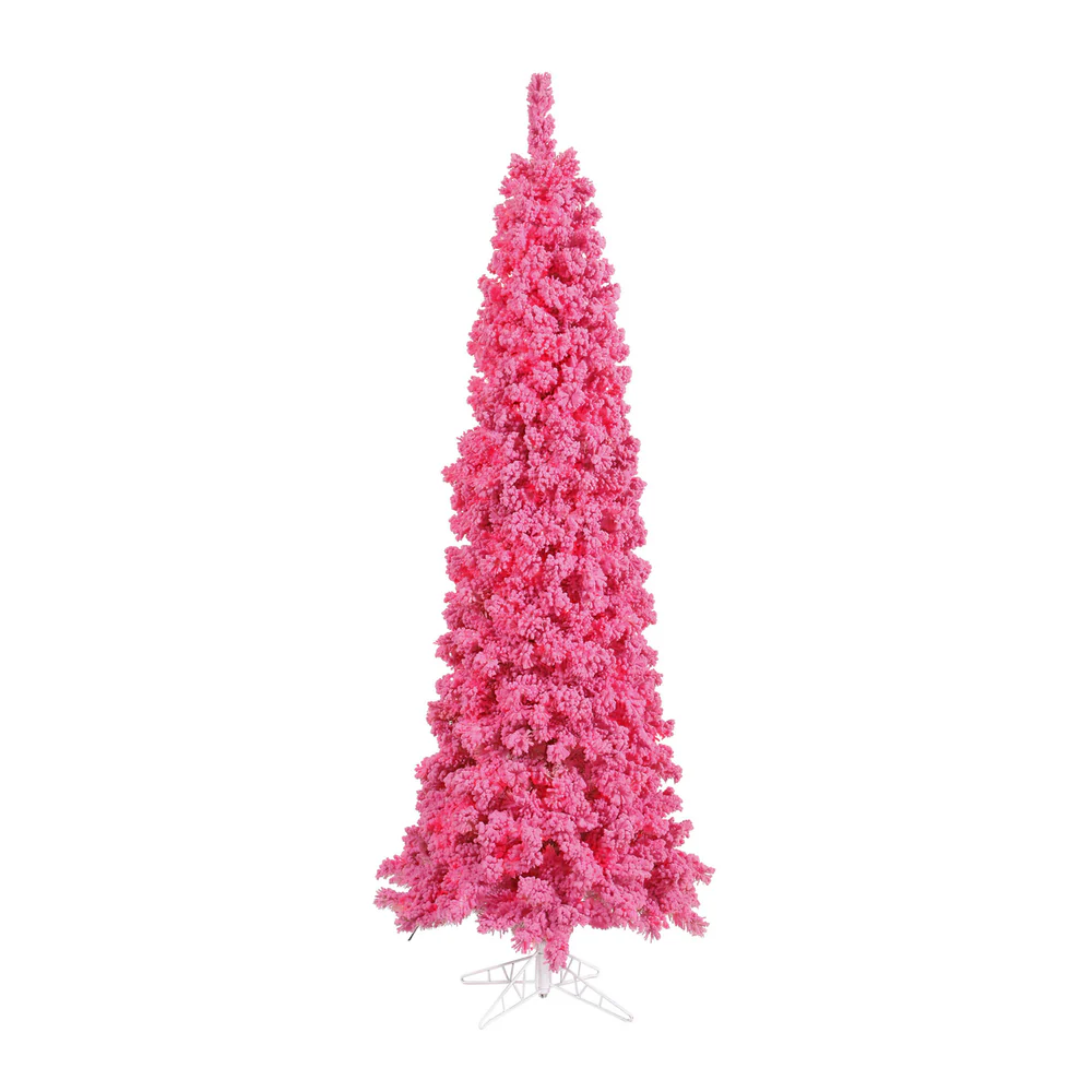 Vickerman 6.5' Unlit Flocked Pink Slim Fir Artificial Christmas Tree - Cheap-Us