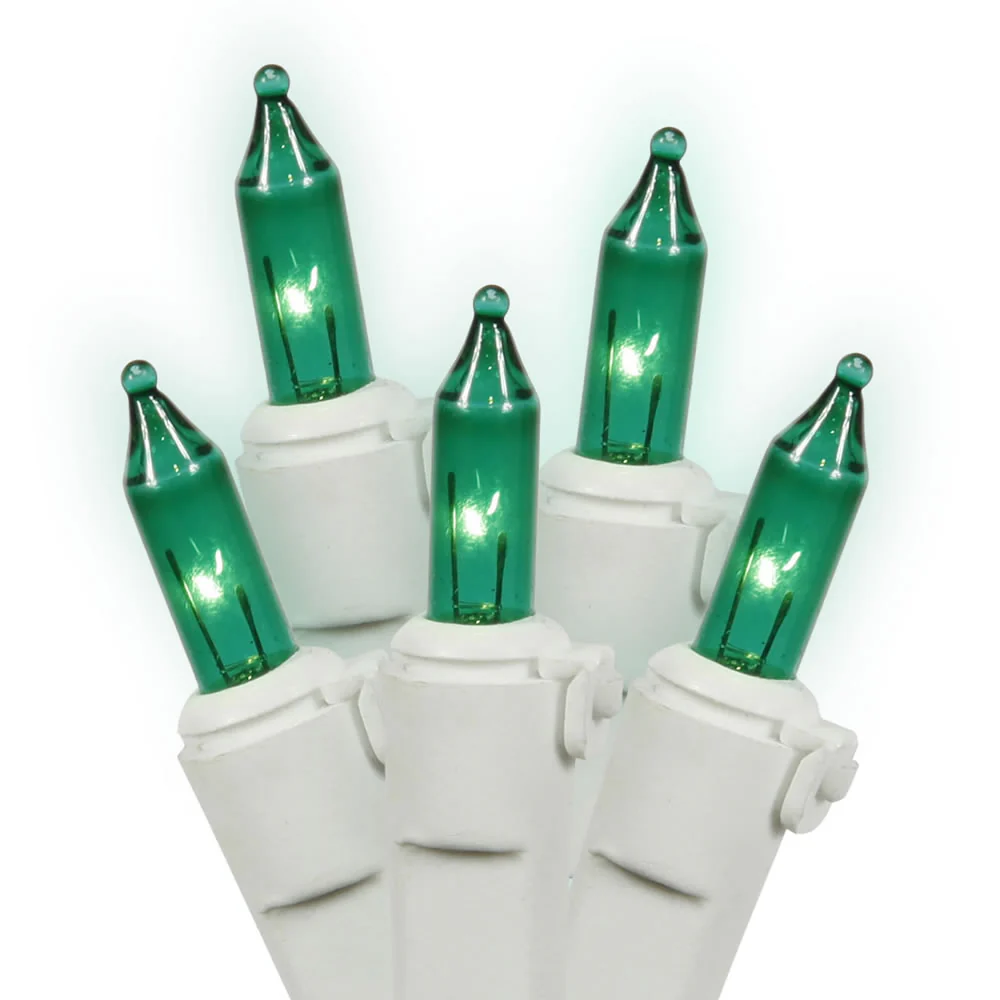 Vickerman 100 Green Mini Light on White Wire, 33' Long Christmas Light Strand- 2 Pack - Cheap-Us