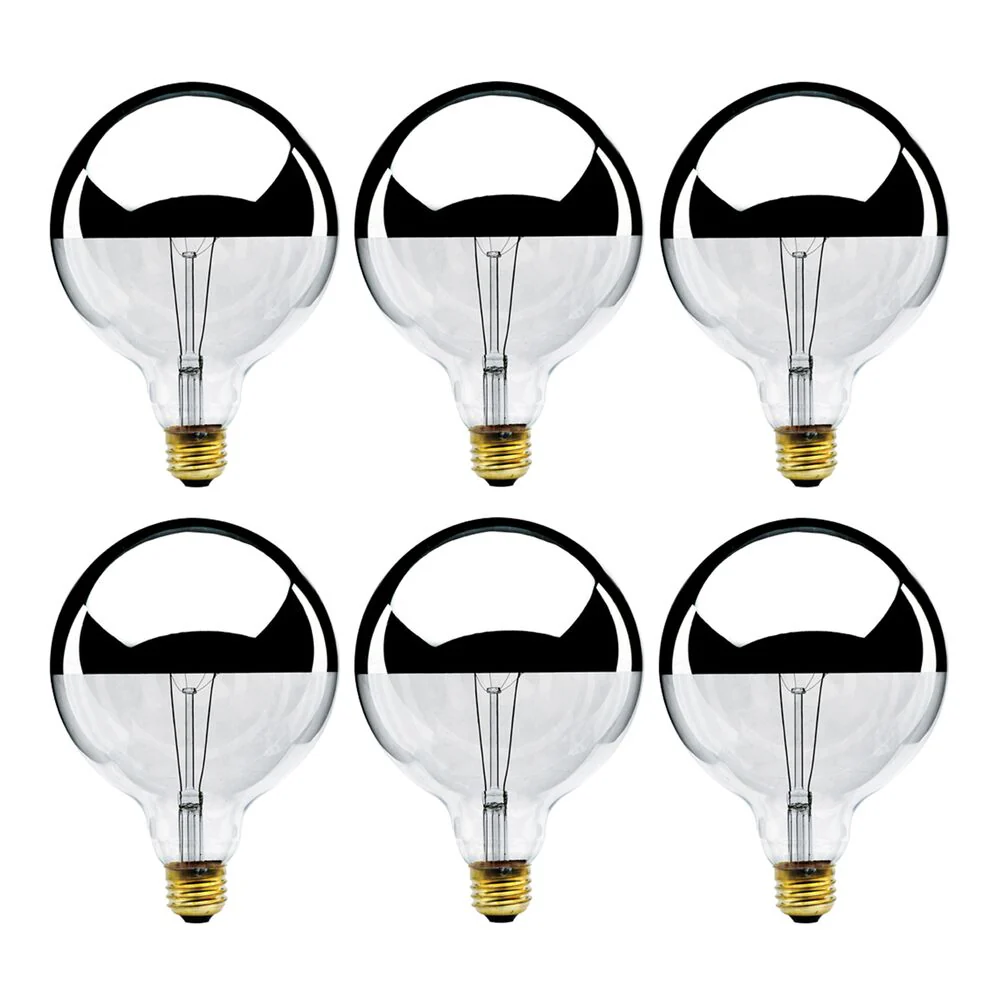 Bulbrite Pack of (6) 60 Watt Dimmable Half Chrome G40 Incandescent Light Bulbs with Medium (E26) Base, 2700K Warm White Light - Cheap-Us