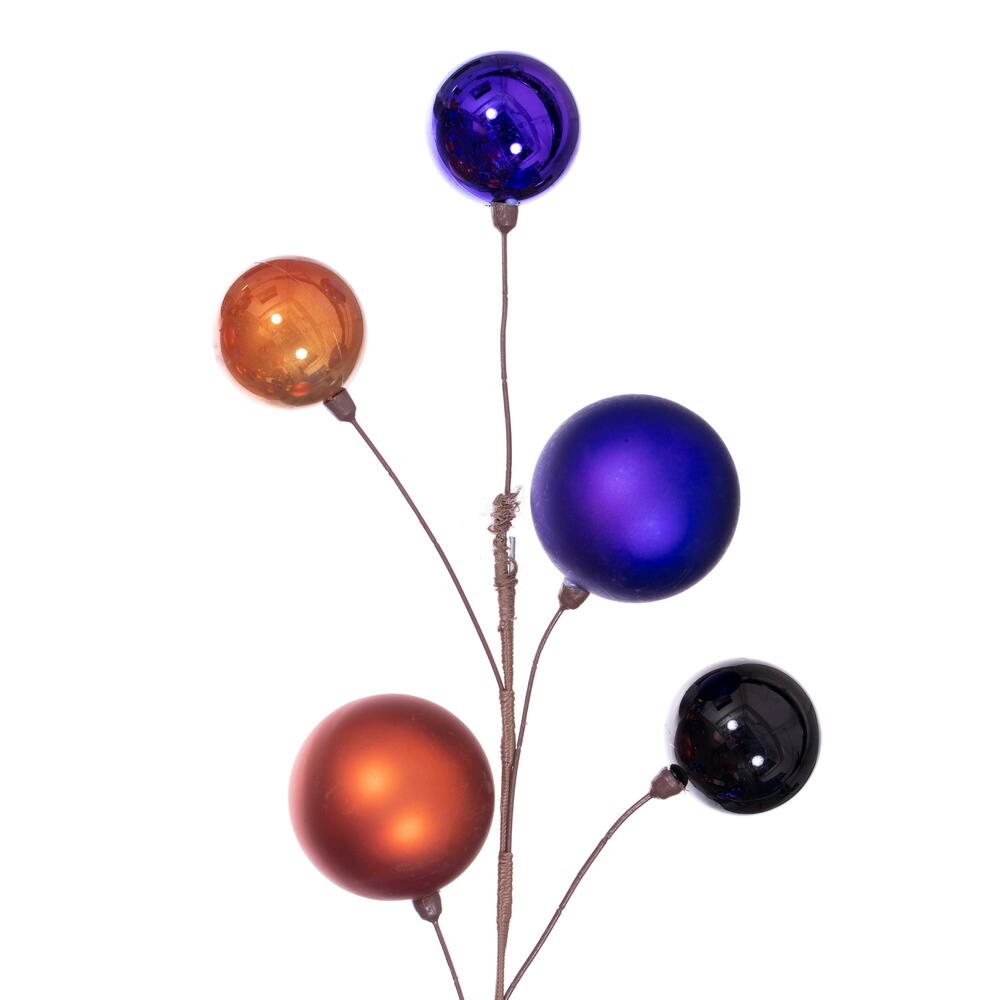 Vickerman 10' Purple Orange And Black Assorted Finish Branch Ball Ornament Garland. - Cheap-Us