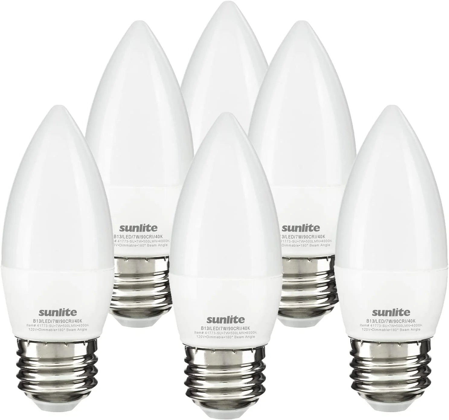 LED Torpedo Tip B11 Chandelier Light Bulb, 7 Watts (60W Equivalent), 500 Lumens, Medium Base (E26), Dimmable, Energy Star, 40K - Cool White, Frost 6 Pack - Cheap-Us