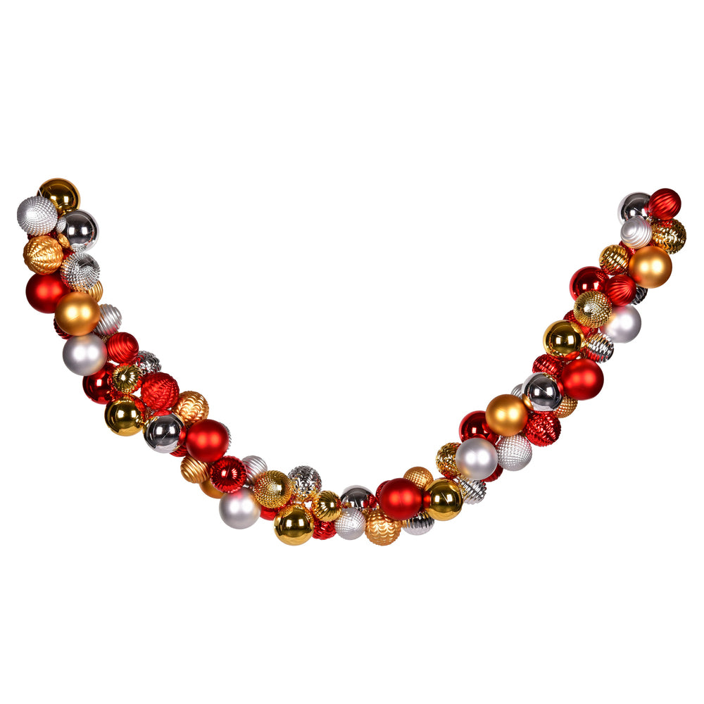 Vickerman 7' Red-Gold-Silver Assorted Ornament Garland - Cheap-Us