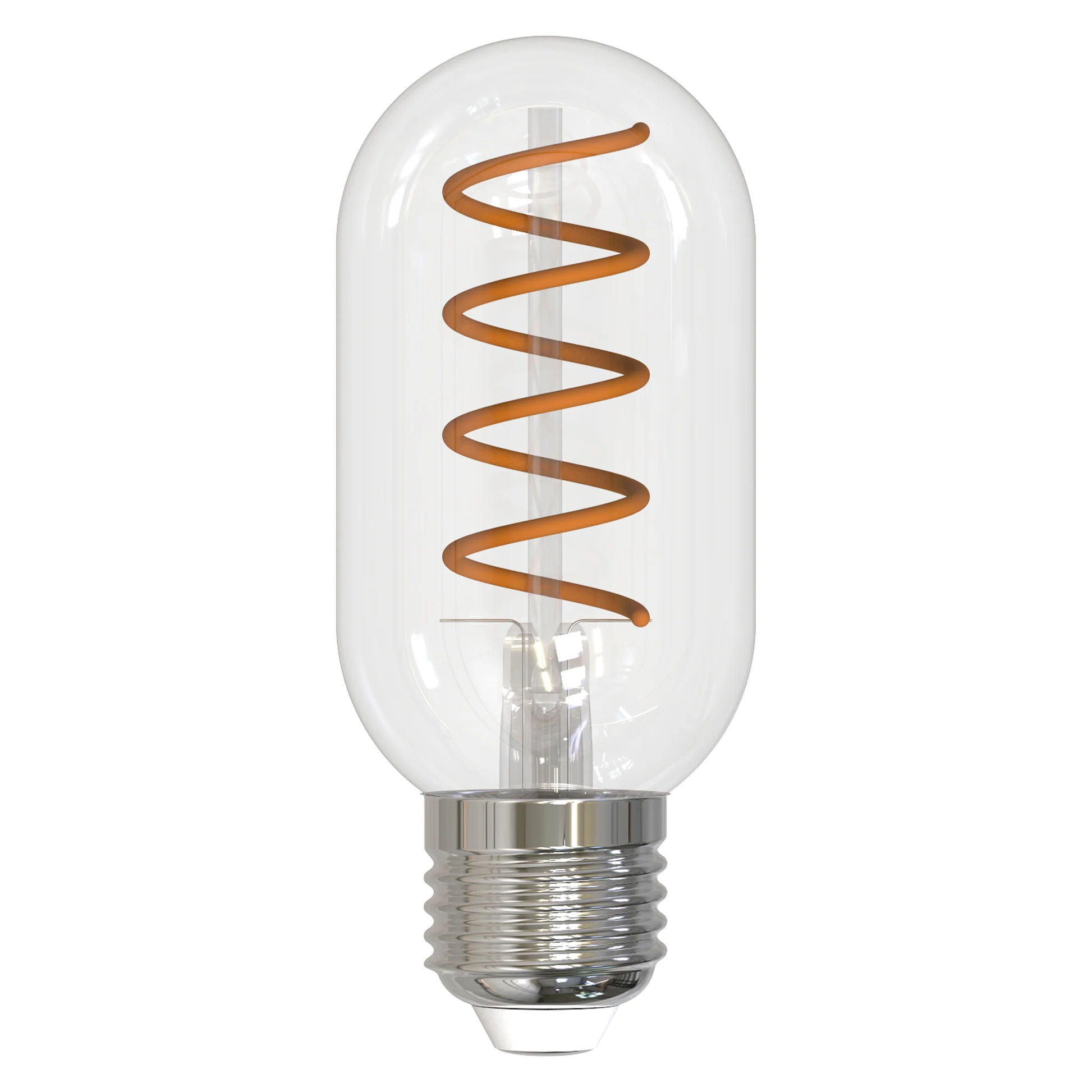 Bulbrite LED T14 Curved Filament Spiral, Dimmable E26 Medium Base, Clear Finish, 2100K-Amber Light 4 Watts - Cheap-Us