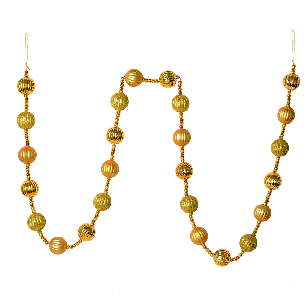 Vickerman 6' Honey Gold Stripe Ball Ornament Christmas Garland - Cheap-Us