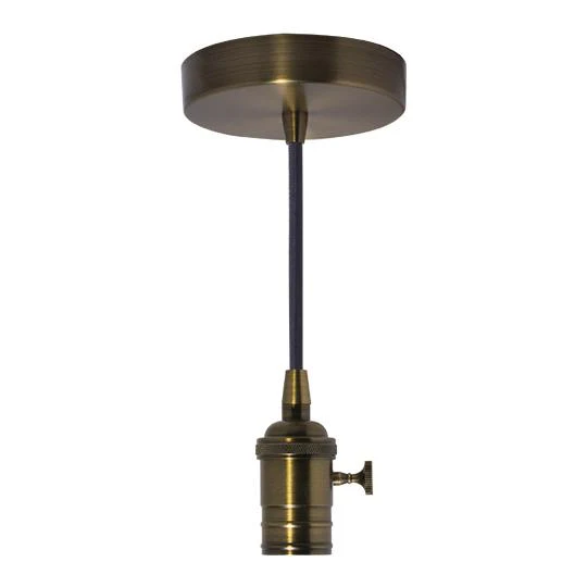 BULBRITE FIXTURES DIRECT WIRE PENDANT VINTAGE SOCKET IN BRONZE WITH BLACK CORD 1PK (810081) - Cheap-Us
