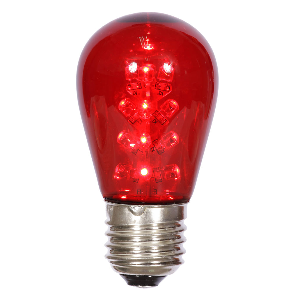 Vickerman S14 Red LED Transparent E26 Medium Nickel Base Bulb 5 per pack. - Cheap-Us