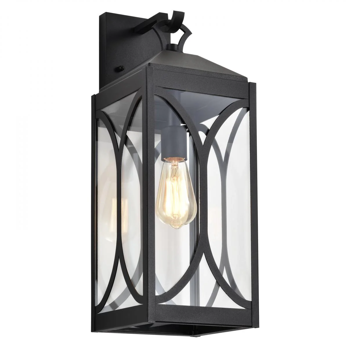 60-8123 OAKLYN 1 LT LG WALL LANTERN Oaklyn; 1 Light Large Wall Lantern; Matte Black with Clear Glass - Cheap-Us