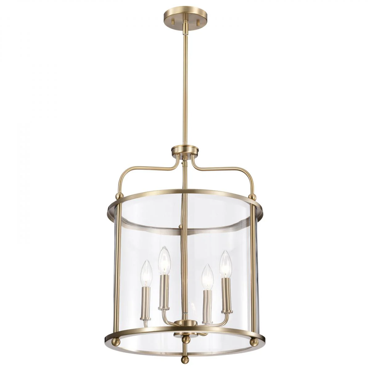 60-7936 YORKTOWN 4LT PENDANT Yorktown 4 Light Pendant; Burnished Brass Finish; Clear Glass - Cheap-Us