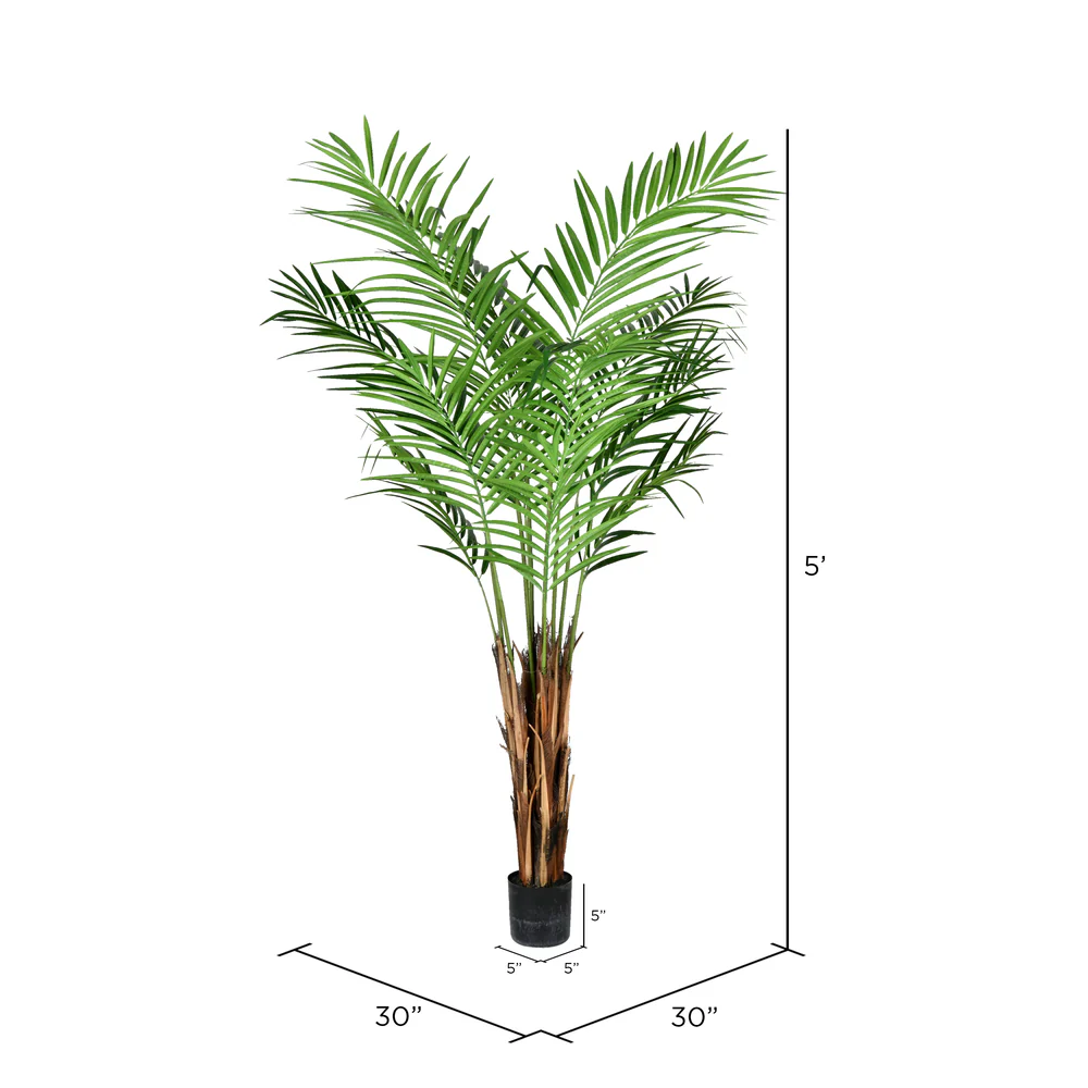 Vickerman 5' Artificial Potted Giant Areca Palm Tree. - Cheap-Us