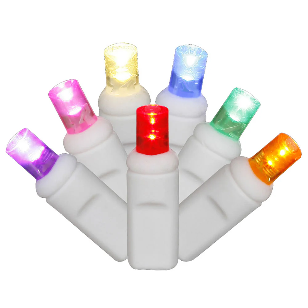 Vickerman 70 Multi-Colored Wide Angle LED Icicle Light on White Wire 9' Light Strand. - Cheap-Us