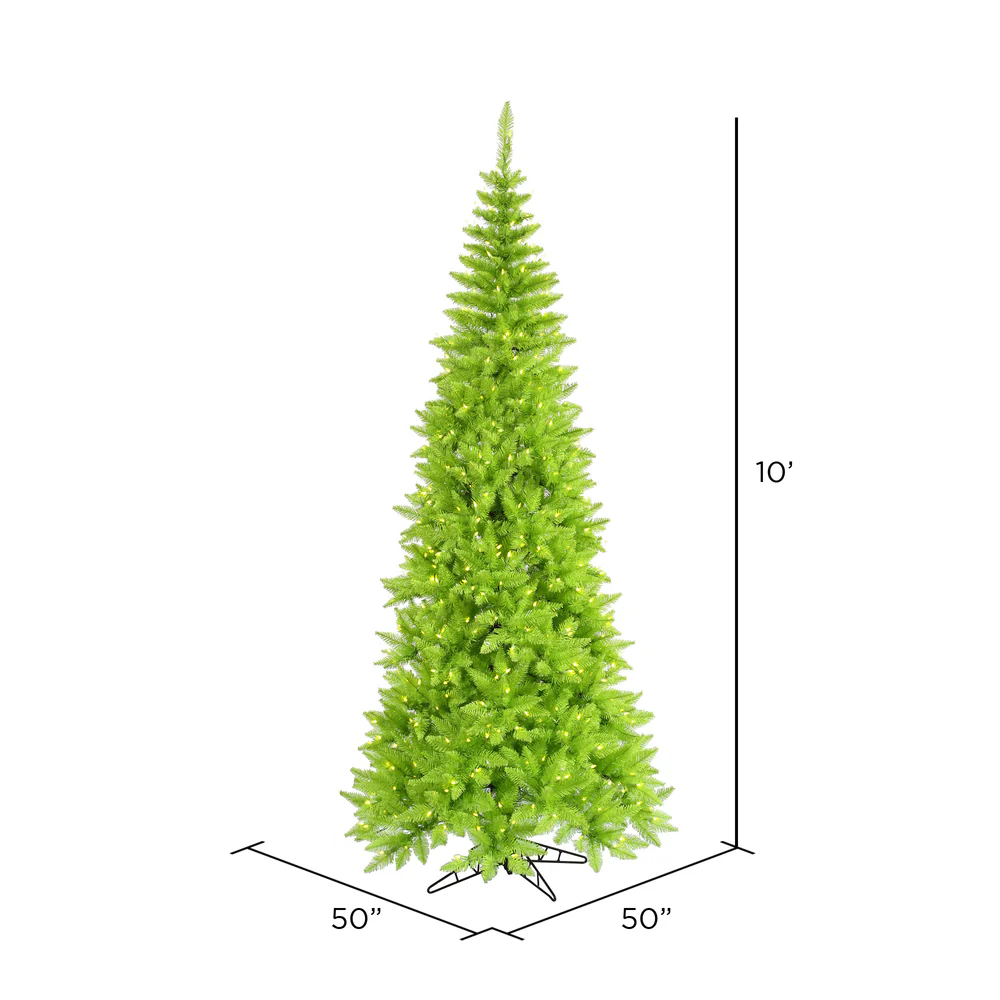 Vickerman 10' Lime Fir Slim Artificial Christmas Tree Lime  Dura-lit LED Lights - Cheap-Us