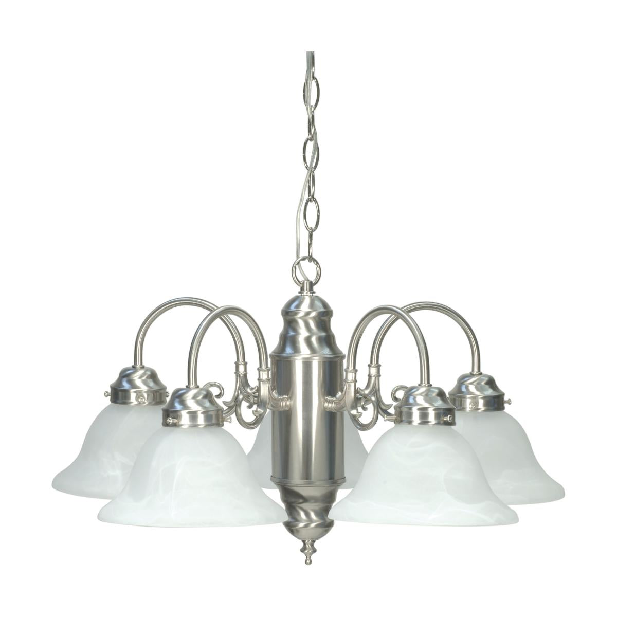 Satco Nuvo 5 Light Chandelier With Alabaster/Candlesticks/Clea/Frosted Ribbed Glass - Cheap-Us
