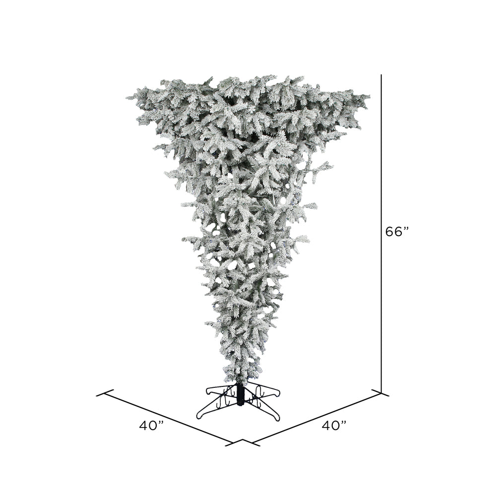 Vickerman 5.5' Flocked Upside Down Artificial Christmas Tree Clear Lights - Cheap-Us