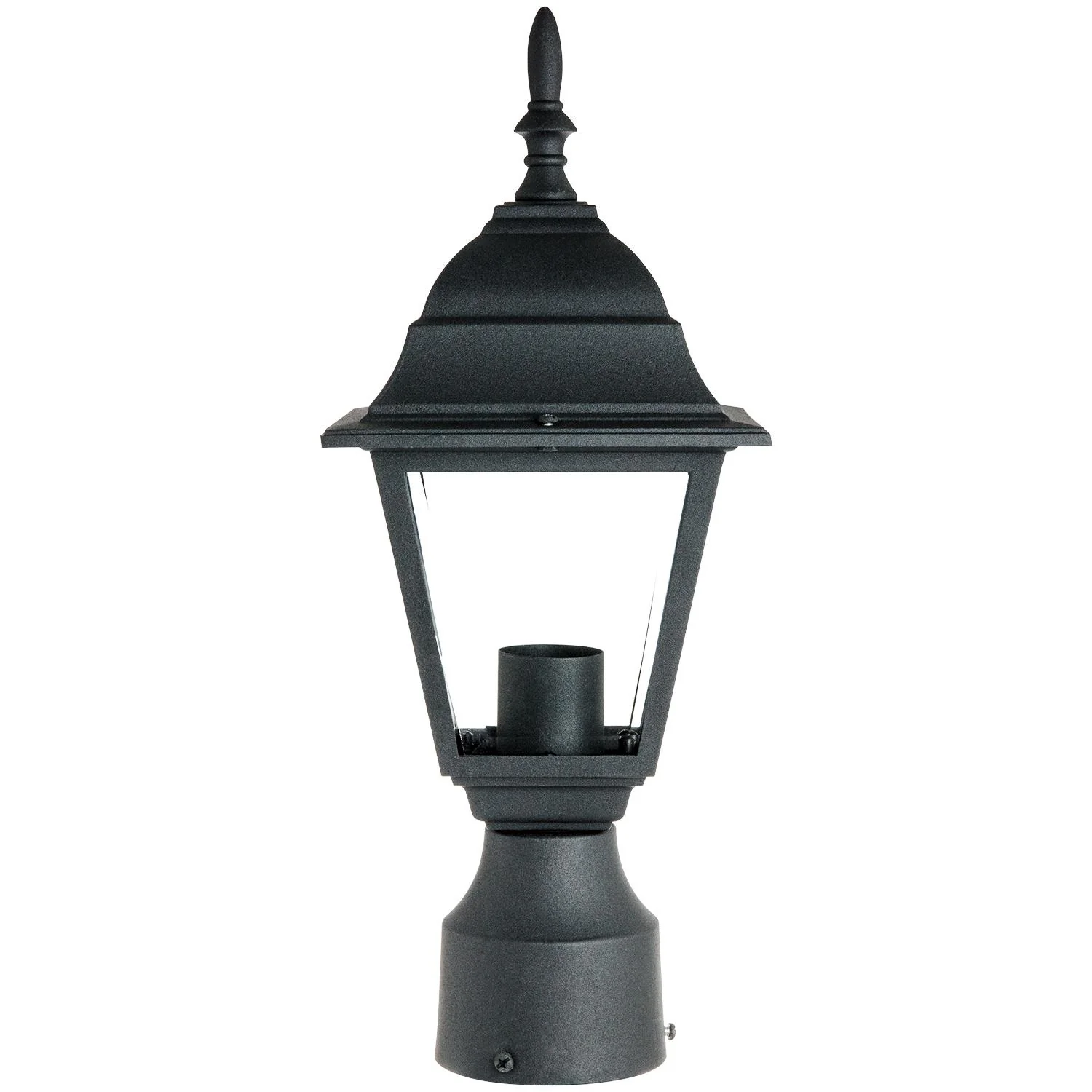 Sunlite Post Mount Decorative Outdoor Fixture, Black Powder Finish, Clear Beveled Glass - Cheap-Us