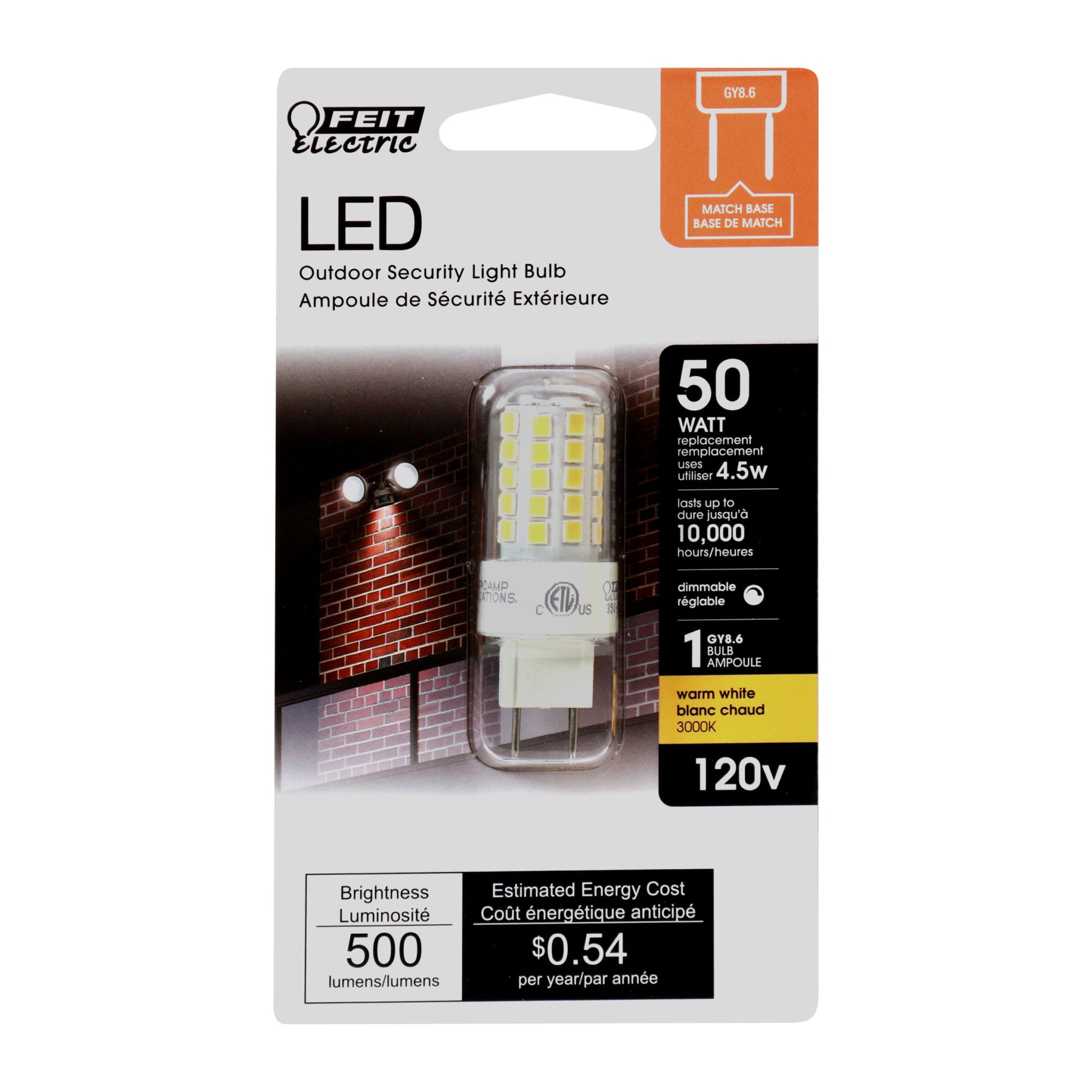 500 Lumen 3000K Dimmable LED GY8.6 - Cheap-Us