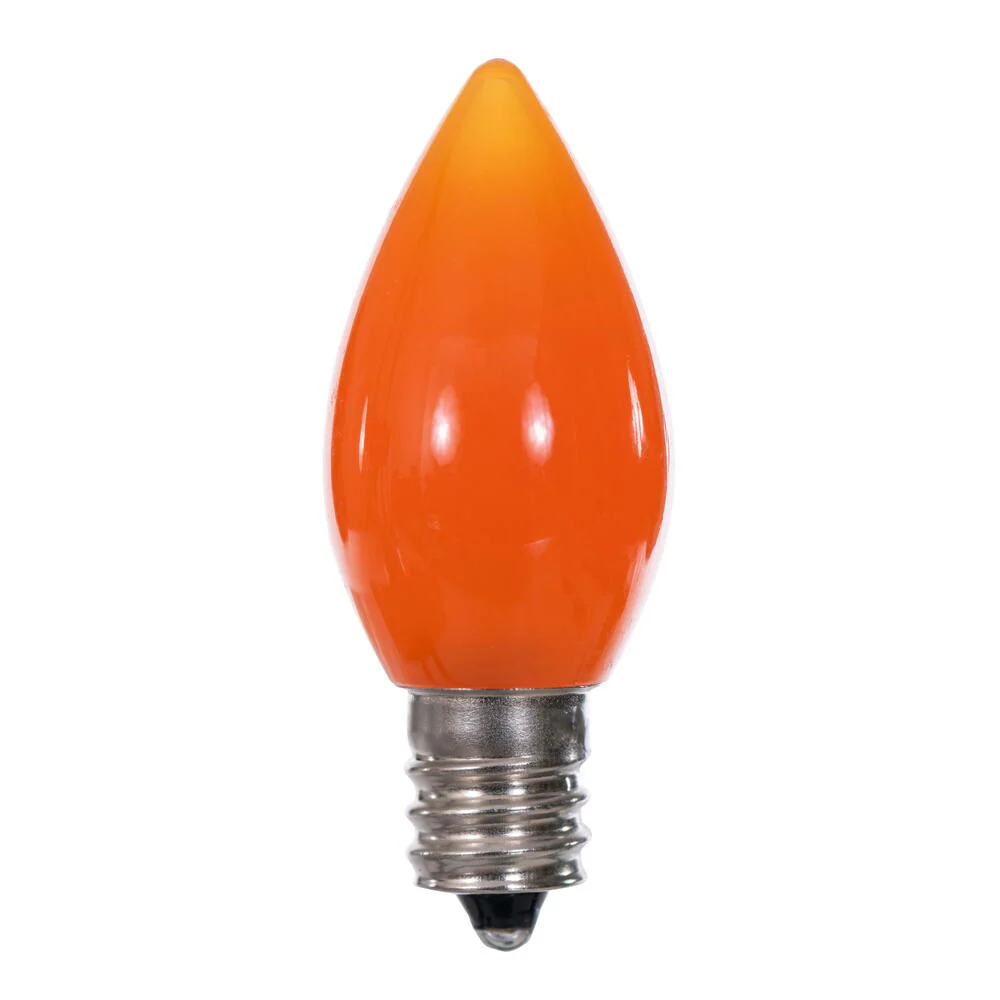Vickerman C7 Ceramic LED Orange Bulb  Nickel Base 120V .6 Watts  3 diodes 25 Bulbs per bag - Cheap-Us