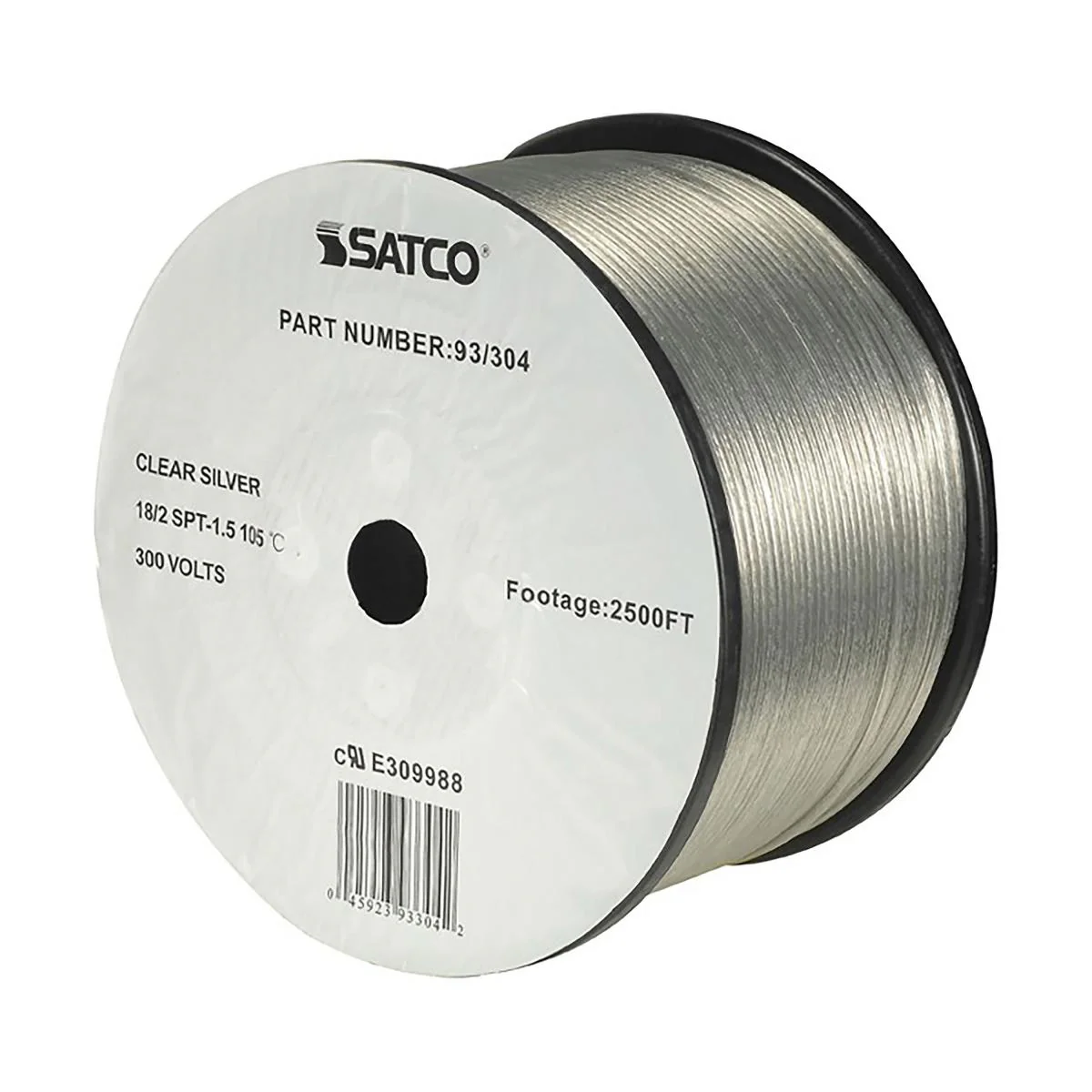 Lamp And Lighting Bulk Wire; 18/2 SPT-1.5 105C; 2500 Foot/Reel; Clear Silver - Cheap-Us