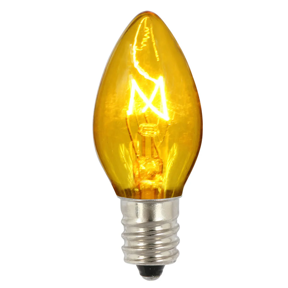 Vickerman C7 Transparent Yellow Twinkle Replacement Bulb 5 watts 120 Volt box of 25 - Cheap-Us
