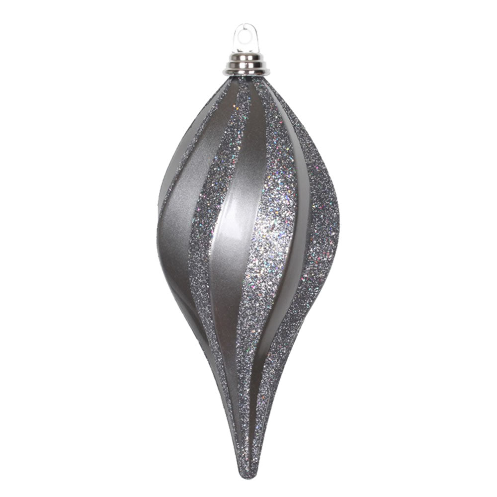 Vickerman 12'' Pewter Glitter Swirl Drop Christmas Ornament - Cheap-Us