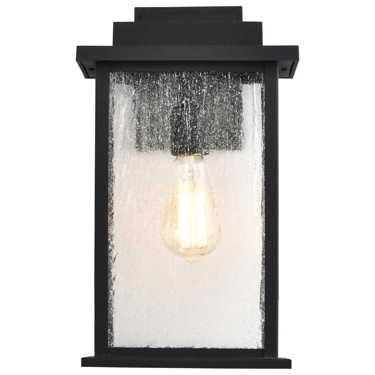 60-7376 SULLIVAN 1 LT LG WALL LANTERN Sullivan; 1 Light Large Wall Lantern; Matte Black with Clear Seeded Glass - Cheap-Us