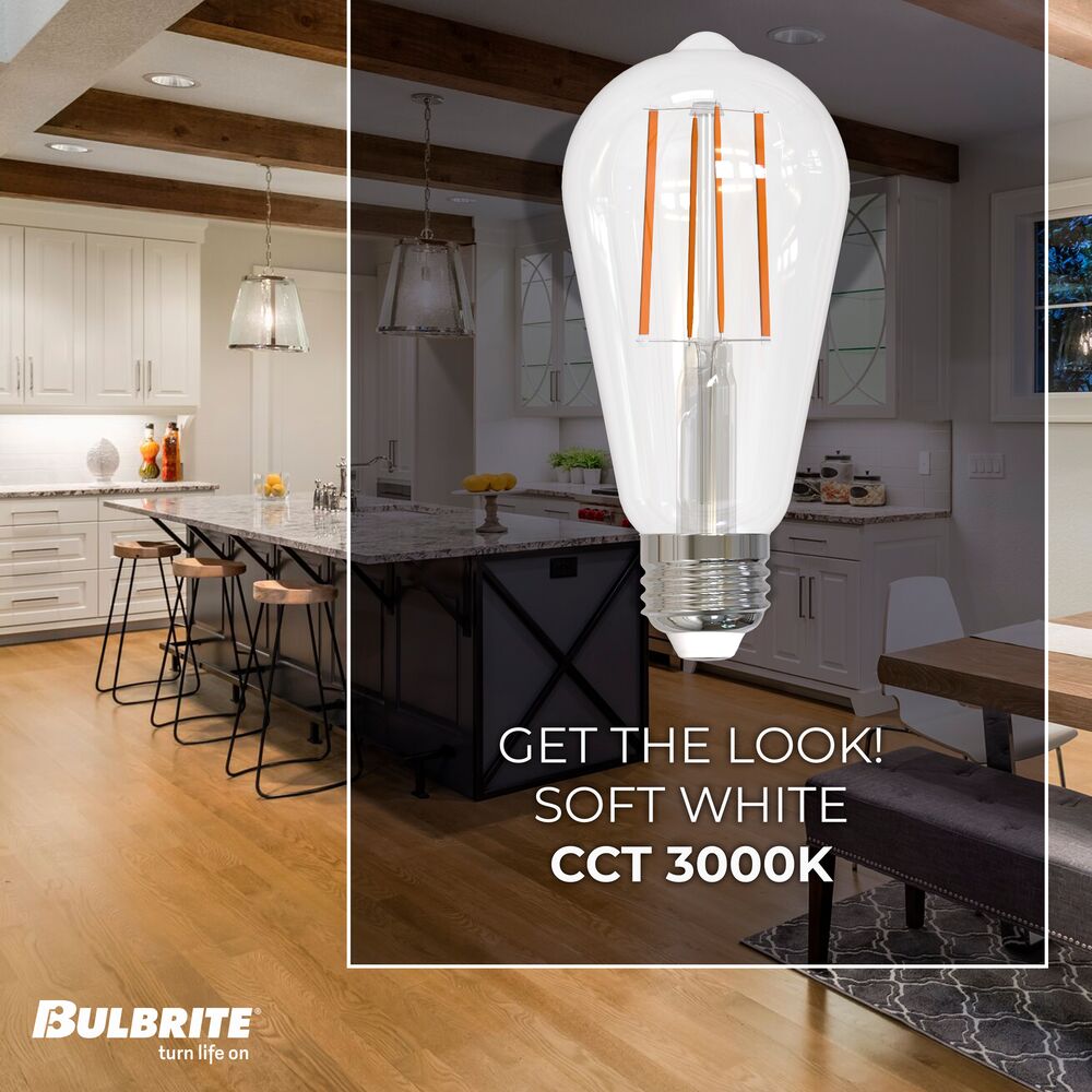 Bulbrite LED Filament Pack of (4) 13 Watt Dimmable ST18 Light Bulbs with a Clear Finish and Medium (E26) Base - 3000K (Soft White Light), 1400 Lumens - Cheap-Us