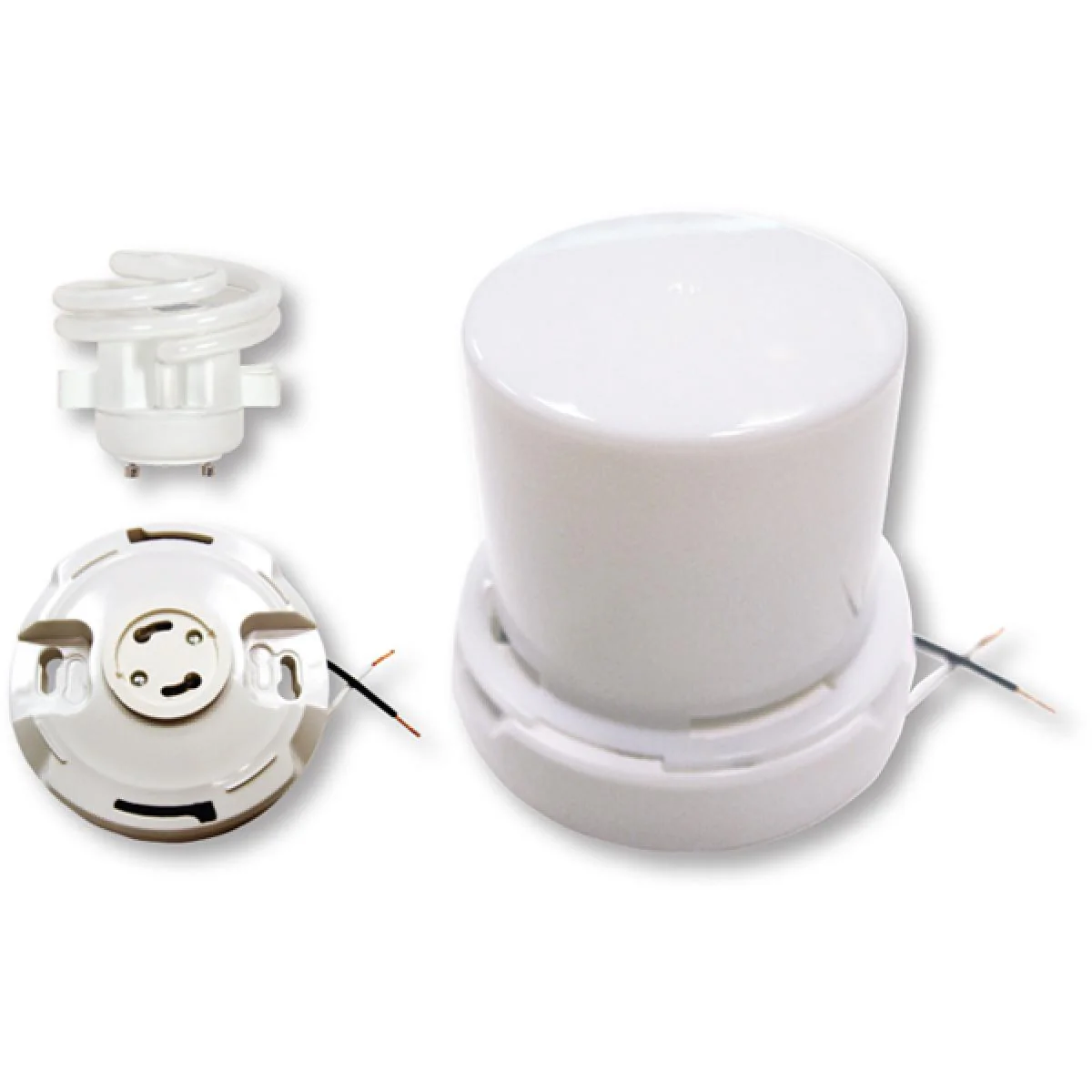 90-2615 2PC GU24 KEYLESS SHORT SIZE GU24 Base; Squat keyless fluorescent ceiling fixture with twist-on Lexan lens - Cheap-Us