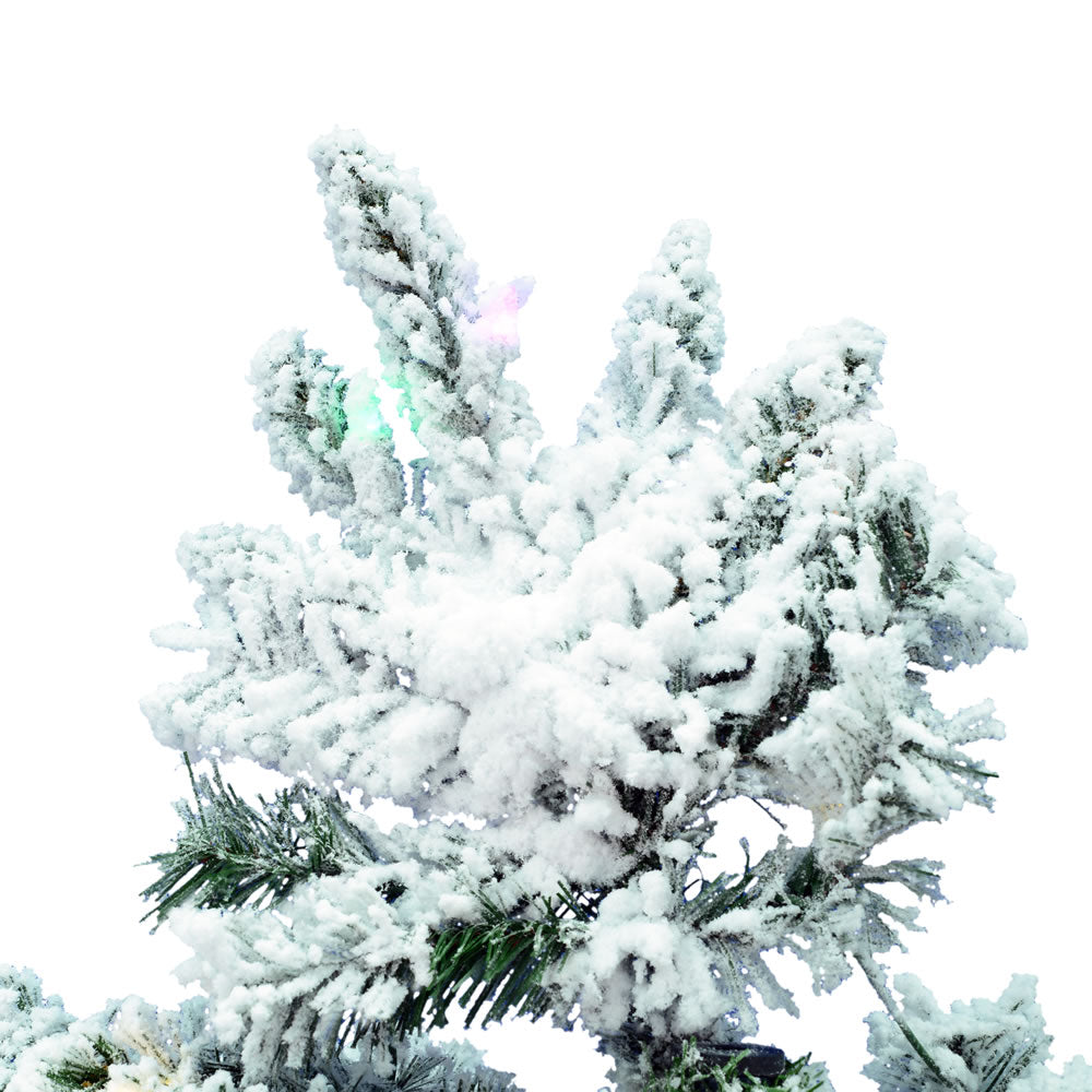Vickerman 12' Flocked Utica Fir Slim Artificial Christmas Tree Multi-Colored LED Lights Comes - Cheap-Us