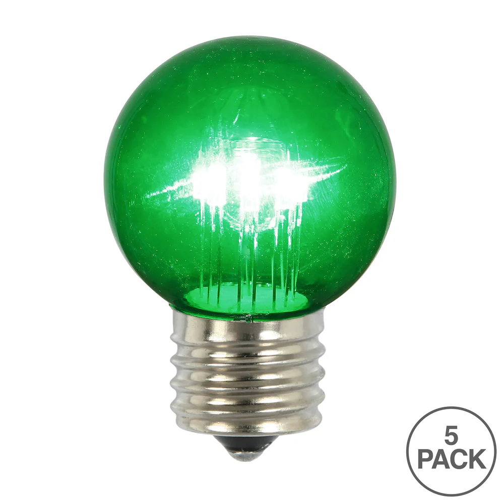 Vickerman Green Glass G50 Transparent LED Replacement Bulb 5 per Box - Cheap-Us