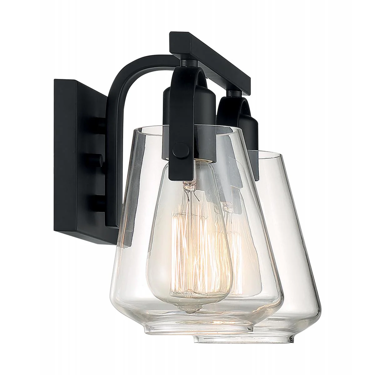 60-7102 SKYBRIDGE 2 LIGHT VANITY Skybridge - 2 Light Vanity with Clear Glass - Matte Black Finish - Cheap-Us