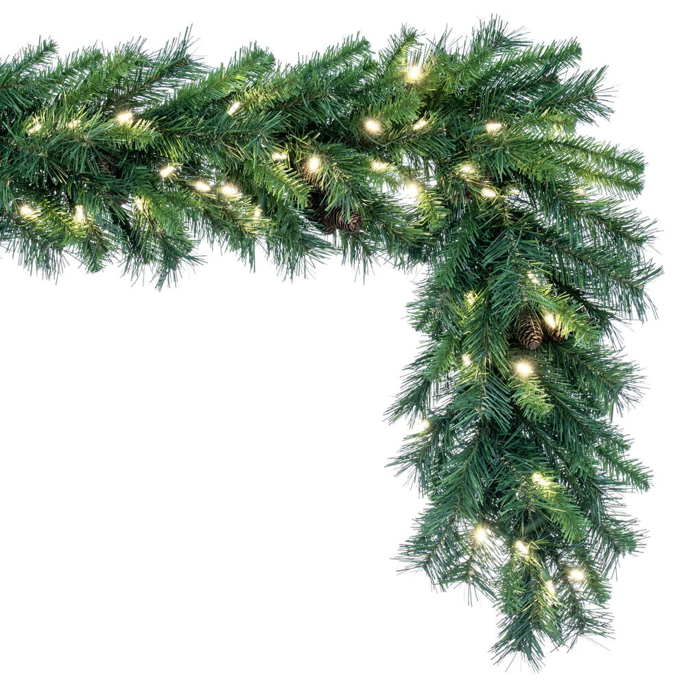 Vickerman 9' Cheyenne Artificial Christmas Garland Warm White LED Lights - Cheap-Us