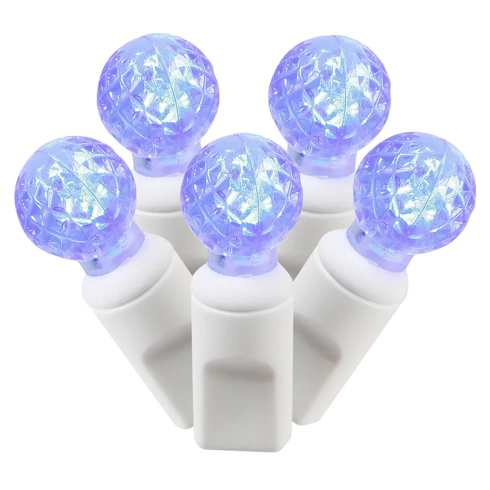 Vickerman 100 Blue G12 LED Single Mold Light on White Wire 34' Christmas Light Strand - Cheap-Us