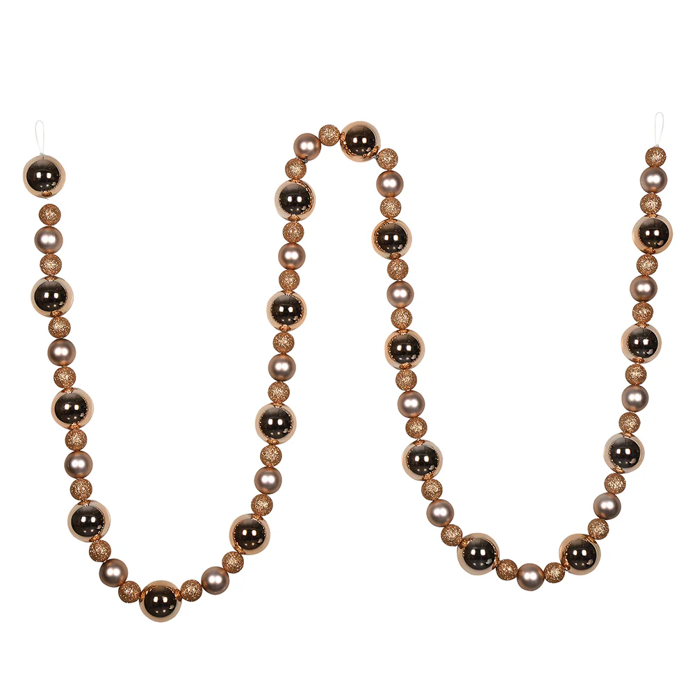 Vickerman 9' Café Latte Assorted Christmas Ball Ornament Garland - Cheap-Us