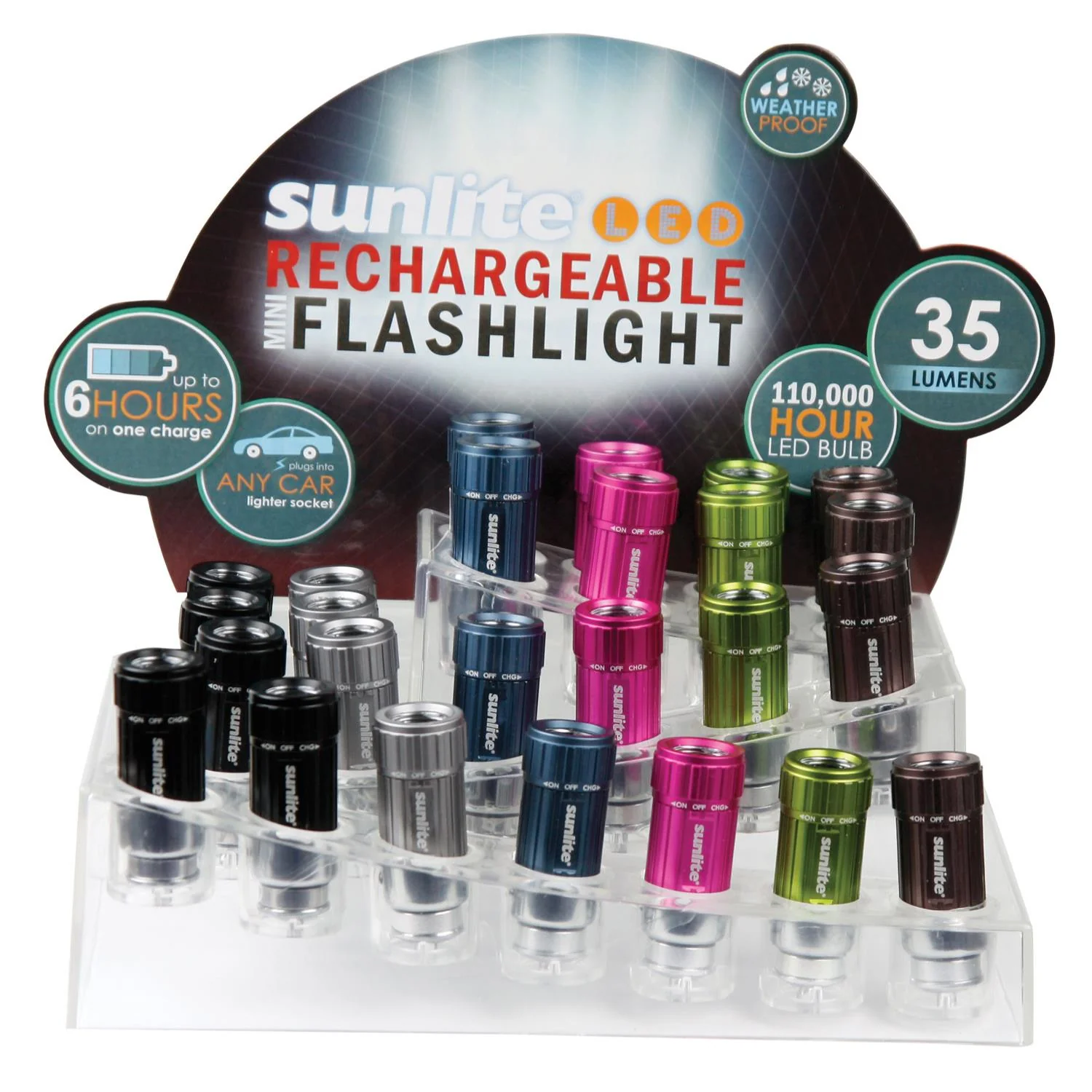Sunlite ELE/FL/LCR/ST LED Rechargeable Mini Flashlight (25 Pack w/ Display Case) - Cheap-Us