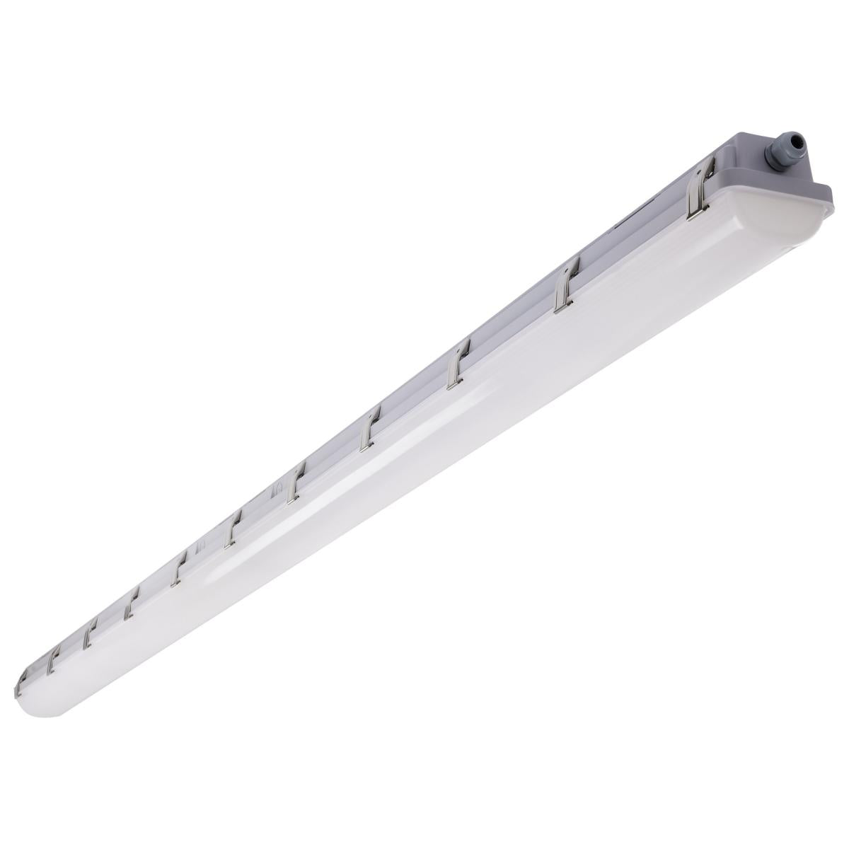 Satco Nuvo LED 2/4/8-Foot Vapor Proof Linear Fixture 20W/Wattage Selectable, CCT Selectable, With/Without Integrated Microwave Sensor, IP65 and IK08 Rated, White Finish - Cheap-Us