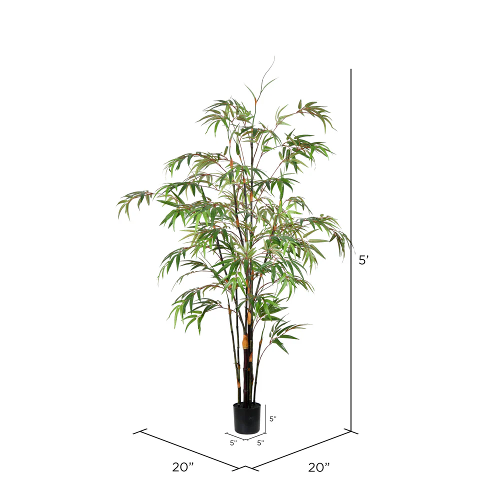 Vickerman 5' Artificial Potted Black Japanese Bamboo Tree. - Cheap-Us