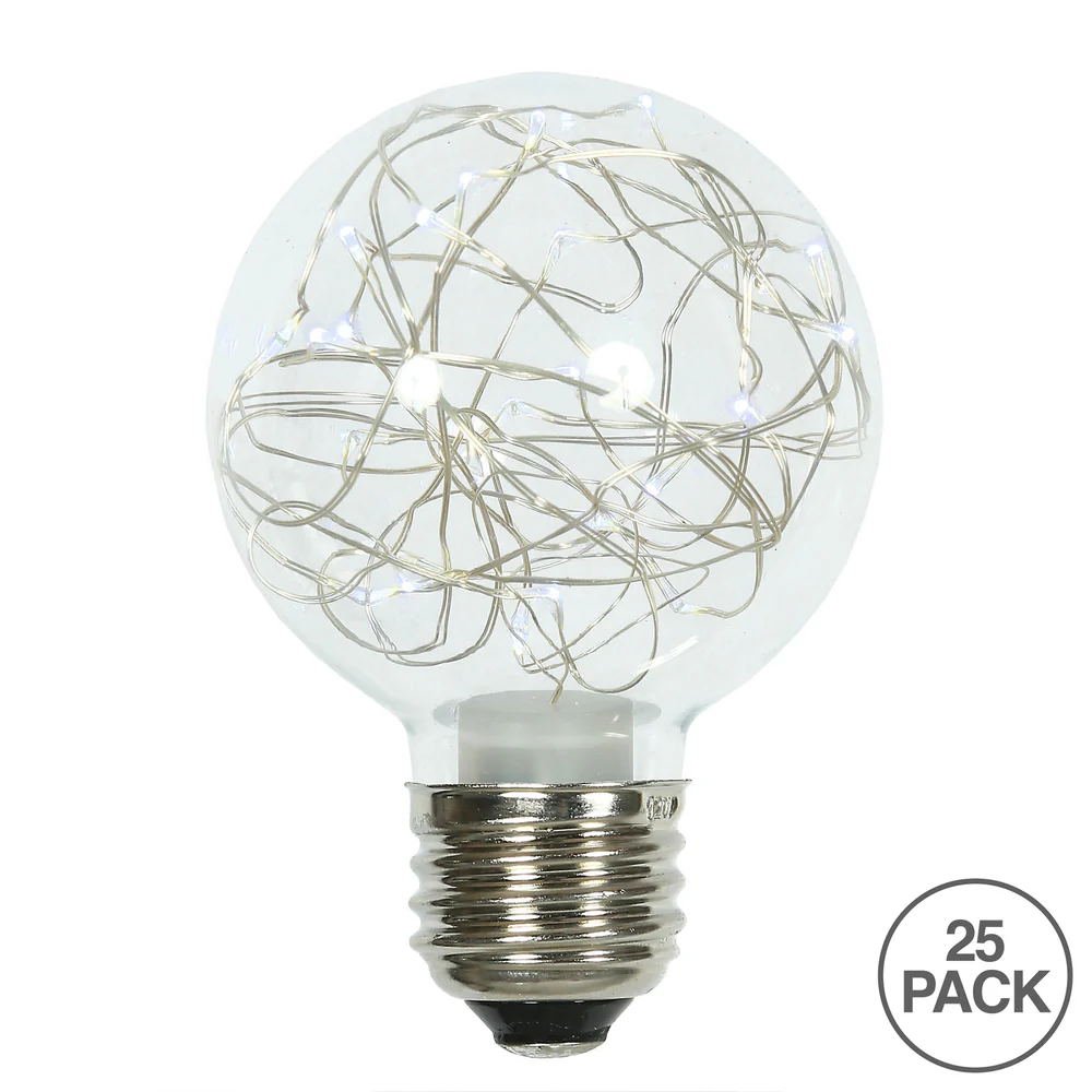 Vickerman Pure White LED Twinkle Glass G95 Fairy Light Christmas Bulb- 2 Pack - Cheap-Us