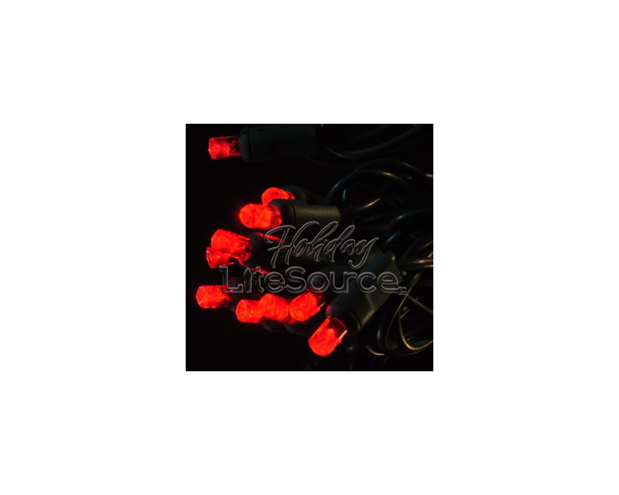 Red Conical LED Craft Lights on Green Wire - 20 Lights, Approx. 5' Long - Cheap-Us