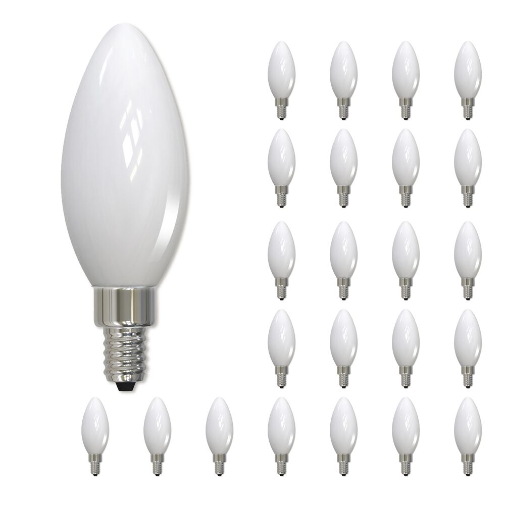 Bulbrite LED Filament Bulb, Milky Finish, 3000K, Fully Compatible Dimming, 4.5 Watts, E12 Candelabra Base, 400 Lumens, 120V, Soft White Light 24-Pack - Cheap-Us