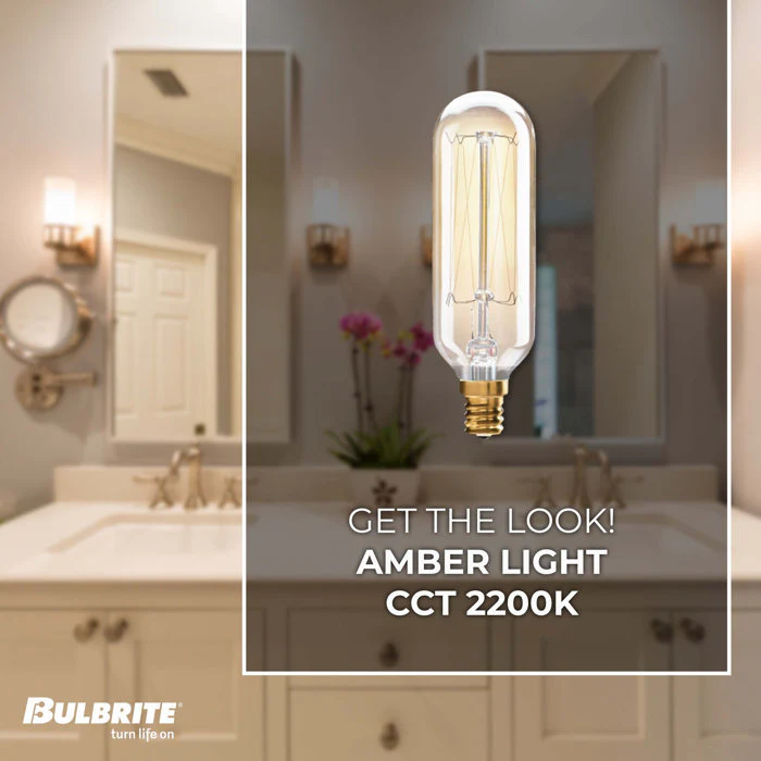 BULBRITE INCANDESCENT T8 CANDELABRA SCREW (E12) 40W DIMMABLE NOSTALGIC LIGHT BULB 2200K/AMBER 4PK (132517) - Cheap-Us