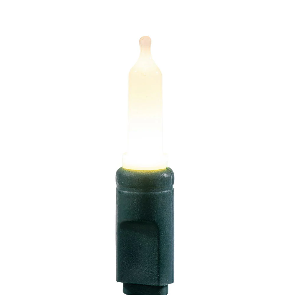 Vickerman 25' Frosted Warm White Single Mold Italian LED Christmas light set. Add some sparkle to your Holidays with this light strand, featuring 50 Frosted Warm White single mold Italian LED Mini lights on green wire, with 6