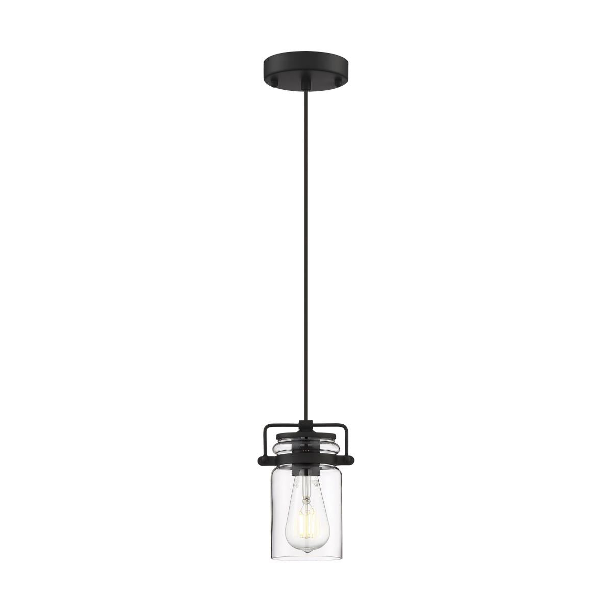 60-6732 ANTEBELLUM 1 LT MINI PENDANT Antebellum - 1 Light Mini Pendant - with Clear Glass -Matte Black Finish - Cheap-Us