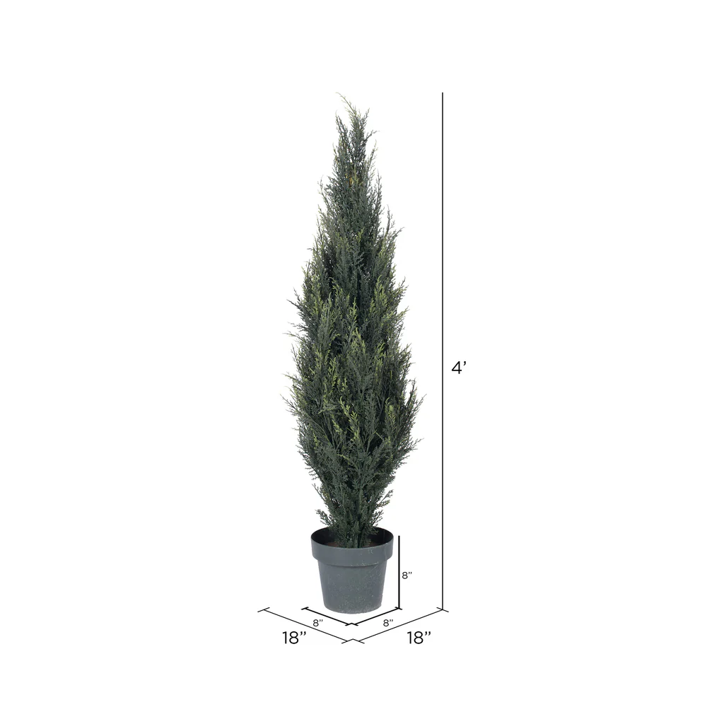 Vickerman 4' Artificial UV Resistant Pond Cypress Tree in Two Tone Green Pot. - Cheap-Us